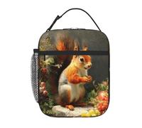 Anceky Scoiattolo in piedi su una pietra che mostra la frutta Porta pranzo Borsa termica riutilizzabile per ufficio, lavoro, picnic, campeggio, spiaggia