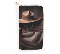 Anceky Sella da cavallo con cappello da cowboy Portafoglio lungo selvaggio con cerniera Portafoglio da rodeo Porta carte di credito Borsa porta passaporto per uomo e donna