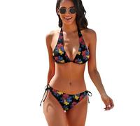 Anceky Set Bikini per la Giornata della consapevolezza sull'autismo per Donna, Costume da Bagno a Triangolo Sexy con Allacciatura al Collo.