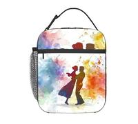 Anceky silhouette una coppia che balla il tango spruzzi di vibranti Borsa pranzo isolata per uomo e donna Grande contenitore per il pranzo termico portatile impermeabile riutilizzabile con