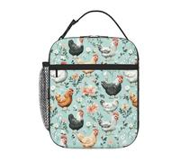 Anceky Simpatici pulcini e piccoli fiori. Portapranzo riutilizzabile e isolato, ideale per ufficio, lavoro, picnic, campeggio e spiaggia.