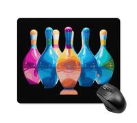 Anceky Tappetino per mouse da gioco con base in gomma antiscivolo, motivo: birilli da bowling colorati, 18 x 22 cm
