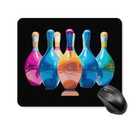 Anceky Tappetino per mouse da gioco con base in gomma antiscivolo, motivo: birilli da bowling colorati, quadrato, 25 x 30 cm
