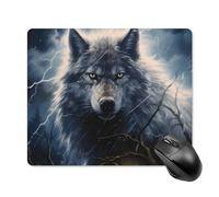 Anceky Tappetino per mouse quadrato Blue Wolf con base in gomma antiscivolo 18 * 22 cm
