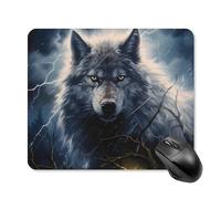 Anceky Tappetino per mouse quadrato Blue Wolf con base in gomma antiscivolo 25 * 30 cm