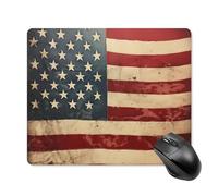 Anceky Tappetino per mouse quadrato con bandiera americana vintage, con base in gomma antiscivolo, 18 x 22 cm