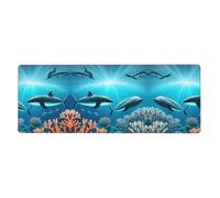 Anceky Tappetino per tastiera e mouse extra large con tema balene sotto il mare, per computer, console, ufficio, gioco, sala studio, 12x31,5 pollici.