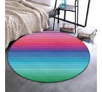 Anceky Tappeto rotondo vintage in flanella, leggero e accogliente, 61 cm | Antiscivolo, con strisce viola in stile coperta messicana, ideale per arredare il soggiorno e la casa.