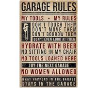 Anceky Targa in metallo Garage Rules Knowledge con scritta My Tools My Rules, per bar, caffetteria, scuola, garage, camera da letto, decorazione da parete, 5,5x8