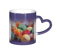 Anceky Tazza da caffè con cambio colore sensibile al calore, 11 once, ombrelli di carta oleata, divertente tazza in ceramica che cambia colore per donne e uomini