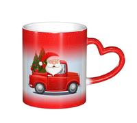 Anceky Tazza da caffè da 11 once con cambio colore sensibile al calore, Babbo Natale in macchina, divertente tazza in ceramica che cambia colore per donne e uomini
