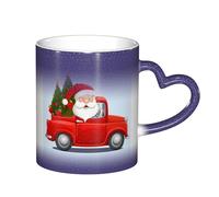 Anceky Tazza da caffè da 11 once con cambio colore sensibile al calore, Babbo Natale in macchina, divertente tazza in ceramica che cambia colore per donne e uomini