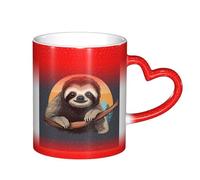 Anceky Tazza da caffè da 11 once con cambio colore sensibile al calore, divertente bradipo, tazza in ceramica che cambia colore per donne e uomini