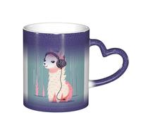 Anceky Tazza da caffè da 11 once con cambio colore sensibile al calore, lama carino con auricolare, divertente tazza in ceramica che cambia colore per donne e uomini