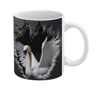 Anceky Tazza da caffè divertente 3D con cigno bianco nel buco di un muro da 11 once, divertente e originale,scherzo