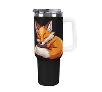 Anceky Tazza da viaggio con manico, grande capacità, stampa addormentata, 40 oz, stile auto, colore bianco