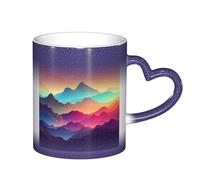 Anceky Tazza magica termosensibile che cambia colore da 11 once, tazza in ceramica con gradiente di montagna per compleanno e Natale