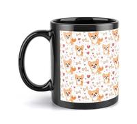Anceky Tazza nera con manico a forma di Corgi dei cartoni animati, tazze in ceramica per bere tè e caffè
