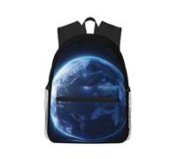 Anceky Terra fotorealistica vista dallo spazio, luce solare intensa, atmosfera blu. Zaino compatto e casual, zaino da viaggio unisex.