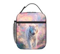 Anceky Tigre bianca con occhi azzurri luminosi, incantevole portapranzo da fiaba, borsa termica riutilizzabile per ufficio, lavoro, picnic, campeggio, spiaggia