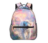 Anceky Tigre bianca con occhi blu luminosi, incantevole zaino da fiaba, zaino da viaggio, zaino per laptop, zaino casual da giorno per uomo e donna