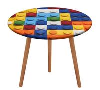 Anceky Tovaglia rotonda con blocchi di costruzione colorati con bordo elastico, lavabile, copritavolo decorativo per cena, picnic all'aperto