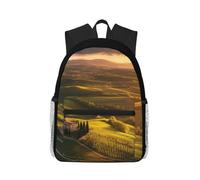 Anceky Tramonto dorato su un paesaggio di vigneti toscani. Zaino compatto e casual, zaino da viaggio unisex.