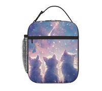 Anceky Un gattino carino che guarda il cielo stellato. Portapranzo riutilizzabile e isolato, ideale per ufficio, lavoro, picnic, campeggio e spiaggia.