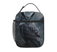 Anceky Un gufo appollaiato su un ramo d'albero, con la luna sullo sfondo. Portapranzo riutilizzabile e isolato, ideale per ufficio, lavoro, picnic, campeggio e spiaggia.