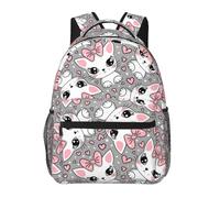Anceky Zaini da viaggio per laptop con simpatici gatti bianchi, a forma di cuore e fiocco, grigi, leggeri, di grande capacità, per lavoro, yoga, spiaggia, escursionismo