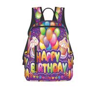 Anceky Zaini per laptop con cupcake e palloncini per feste di buon compleanno, zaino da viaggio, zaino sportivo, borsa a tracolla leggera, grandi borse da lavoro con tasche multiple per il campeggio