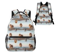 Anceky Zaino casual da viaggio con stampa Pomeranian On The Beach, multi-tasche e resistente all'acqua.
