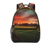 Anceky Zaino casual da viaggio per laptop da 15,6 pollici, con campo da calcio al tramonto, per donne e uomini, con campo da basket.