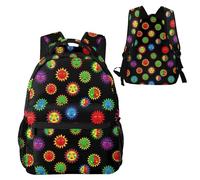 Anceky Zaino casual resistente all'acqua con grafica psichedelica di sole e luna, nero, zaino da escursionismo.