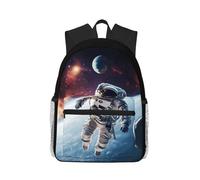 Anceky Zaino compatto e casual con astronauta che fluttua nello spazio tra i pianeti, ideale per viaggi e tempo libero, unisex.