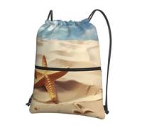 Anceky Zaino con coulisse impermeabile, borsa da palestra con coulisse, stella marina nella sabbia, borsa da nuoto per uomo e donna