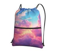 Anceky Zaino con coulisse, impermeabile, per palestra, con coulisse, colorato, con nuvole nel cielo, borsa da nuoto per uomo e donna