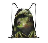 Anceky Zaino con coulisse, rana verde che tira fuori la testa, borsa da nuoto per uomo e donna