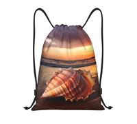 Anceky Zaino con coulisse, resistente all'acqua, con cordino, modello The Sea with The Shell Conch, per sport, palestra, per uomo e donna