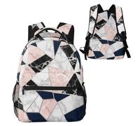 Anceky Zaino da palestra multiuso anni '80 rosa oro rosa bianco blu geometrico marmo P