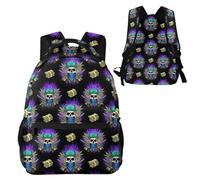 Anceky Zaino da trekking all'aperto Purple Fire Weedleaf Dollars Skull Skeleton, Acqua