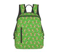 Anceky Zaino da viaggio con simpatici cartoni animati Corgi, cuori rossi e verdi, per laptop, zaino sportivo, borsa a tracolla leggera, grandi borse da lavoro con più tasche per il campeggio