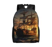 Anceky Zaino da viaggio impermeabile leggero casual con nave pirata fantasy, per uomo e donna