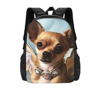 Anceky Zaino da viaggio/lavoro con ali d'angelo di Chihuahua marrone, borsa a tracolla 15