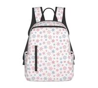 Anceky Zaino da viaggio per laptop, con fiocco di neve bianco e rosso, per lo sport, leggero, con tracolla, grande, da lavoro, con tasche multiple, per il campeggio.