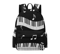 Anceky Zaino divertente e leggero con note musicali in bianco e nero e tasti di pianoforte, perfetto per me.
