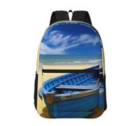 Anceky Zaino impermeabile da 17 pollici per laptop da spiaggia, da donna e da uomo, con cielo blu e giallo, per barca.