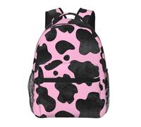 Anceky Zaino leggero da viaggio con texture a pois di mucca rosa e nero, grande capacità, per notebook, borsa da lavoro, per yoga, spiaggia, escursionismo