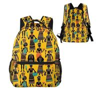 Anceky Zaino per laptop con stampe tradizionali di donne africane, colore giallo, resistente all'acqua, ideale per ufficio.