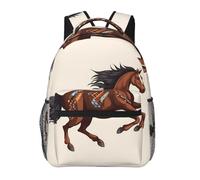 Anceky Zaino per laptop da 15,6 pollici, casual, da donna e da uomo, modello Brown Horse, con elefante